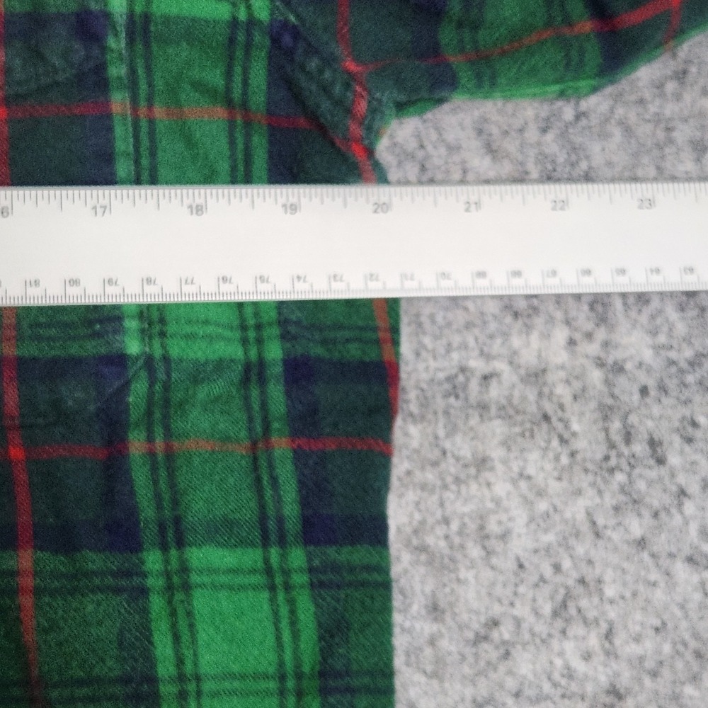 LL Bean Slightly Fitted Flannel Shirt Men S Reg Green Scotch Plaid Button‎ Up - Picture 6 of 6